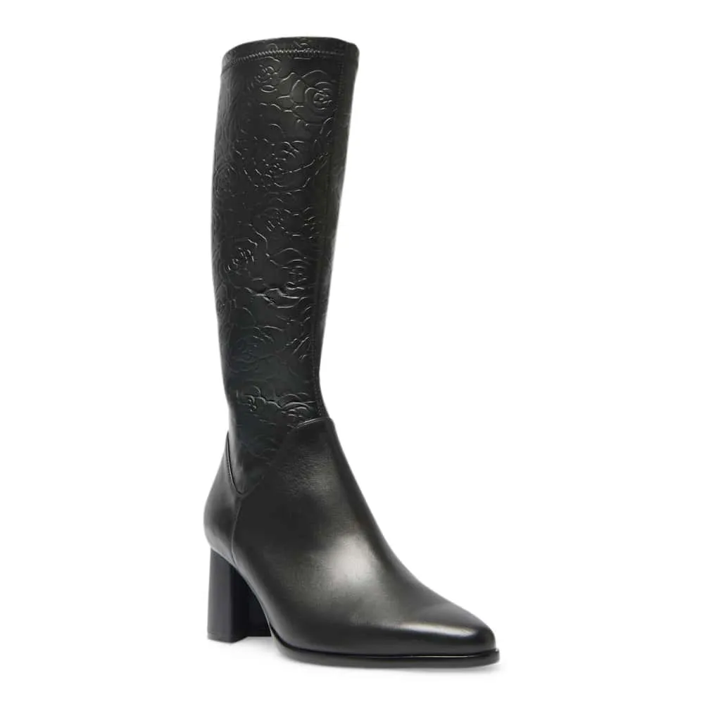 Altona Boot in Black / Emboss Stretch Leather