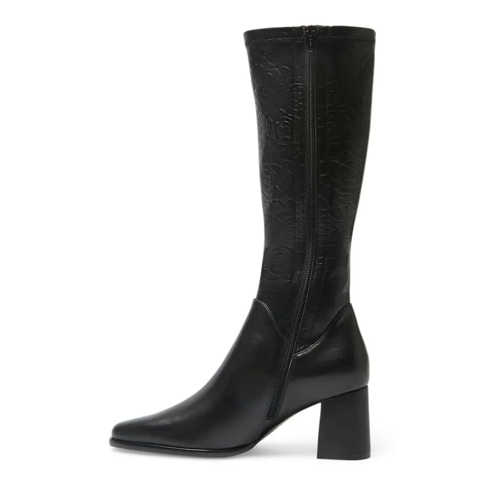 Altona Boot in Black / Emboss Stretch Leather
