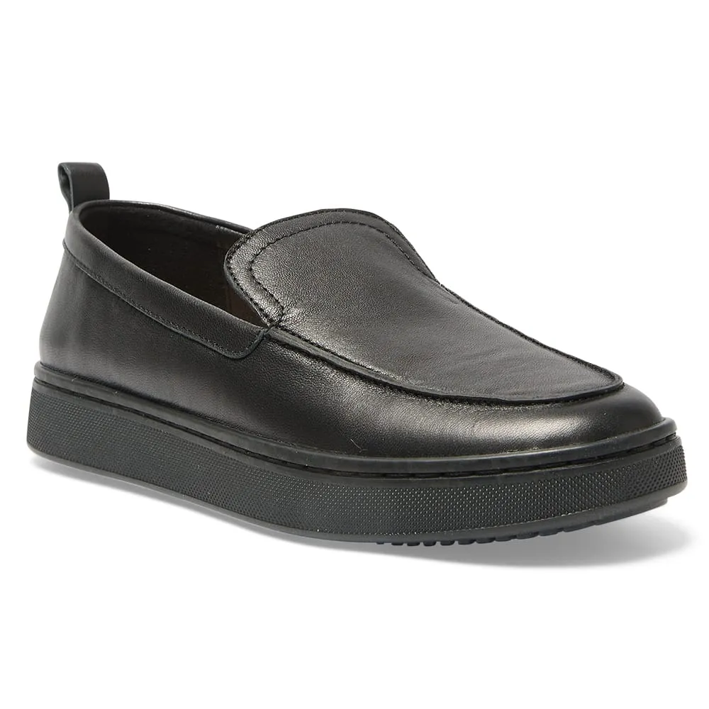 Angus Loafer in Black On Black Leather