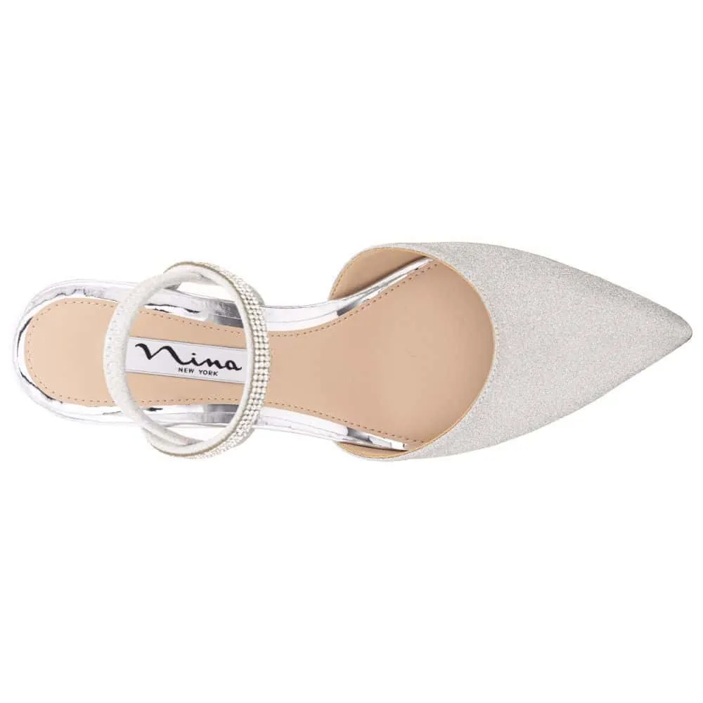 Billie Heel in Silver Vinyl Glitter