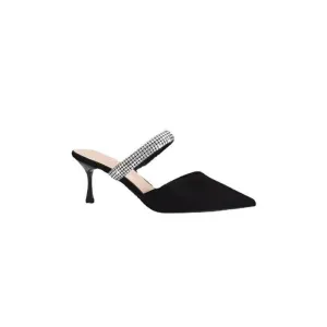 Black  Rhinestone Pointy Stiletto heel Sandals 671551594825