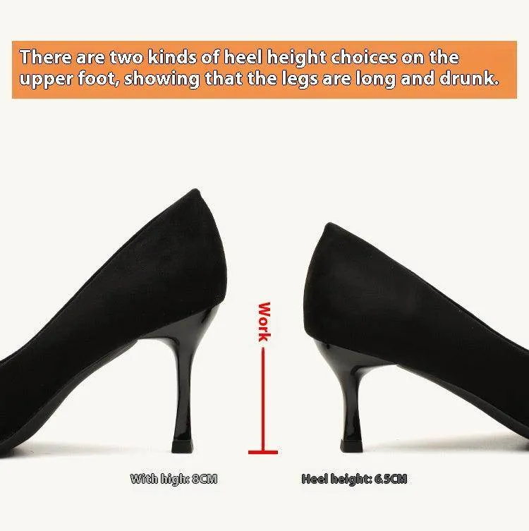Black Suede Bowknot Pointy Stiletto Heels 746813568399