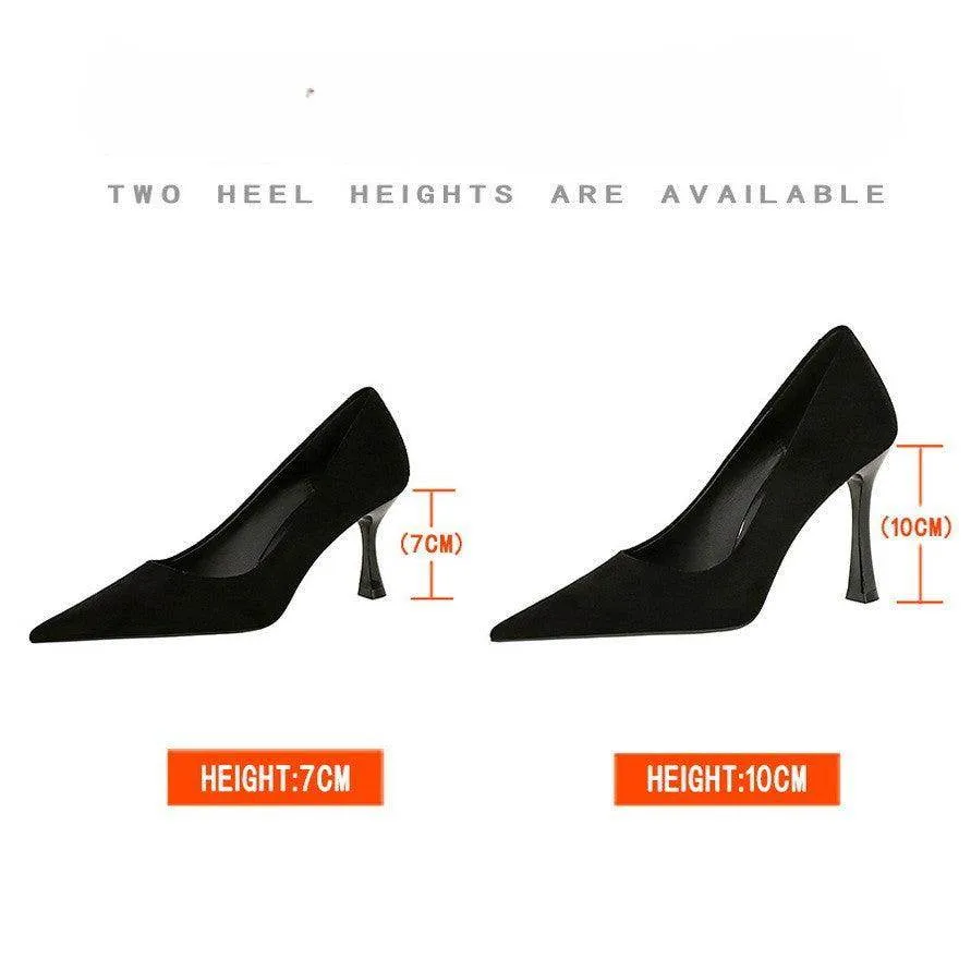 Black Suede Pointy Stiletto Heels 753837040195