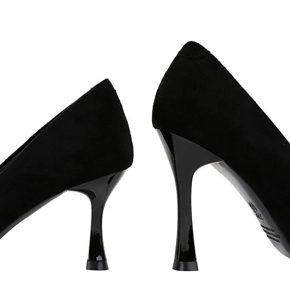 Black Suede Pointy Stiletto Heels 753837040195