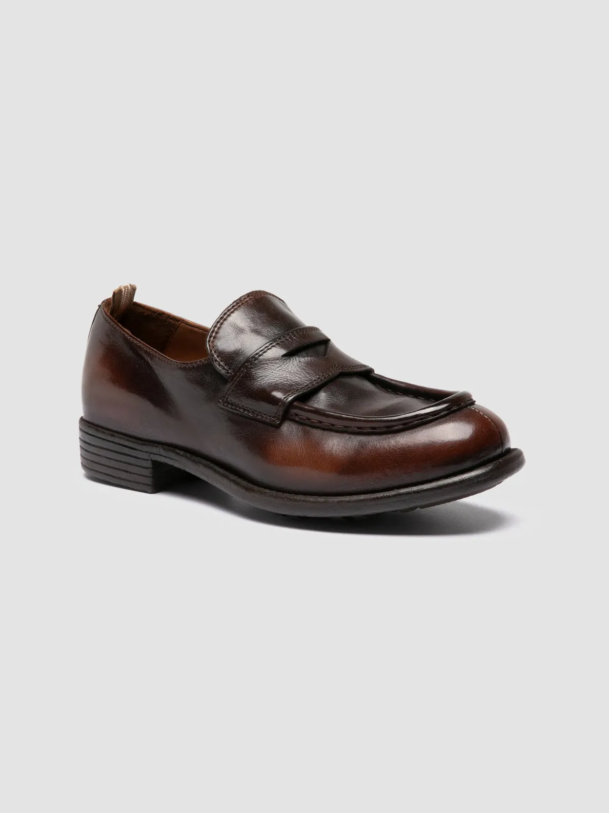 CALIXTE 020 - Light Brown Leather Penny Loafers