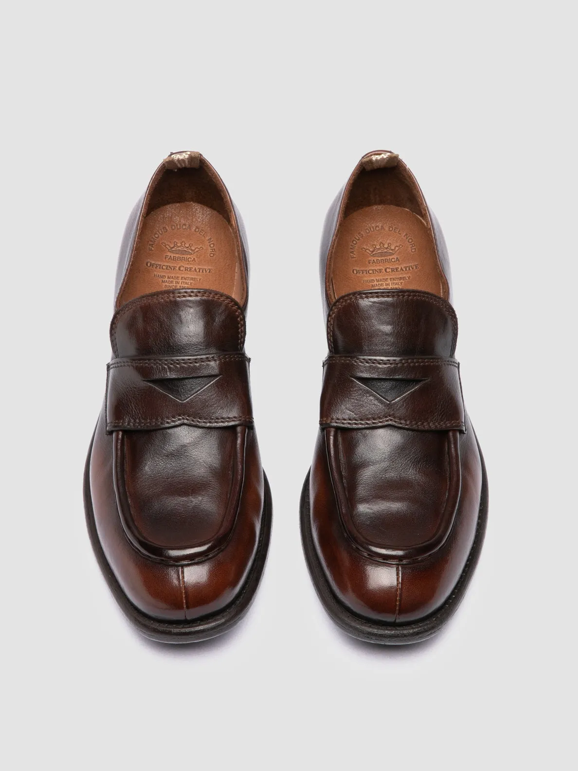 CALIXTE 020 - Light Brown Leather Penny Loafers