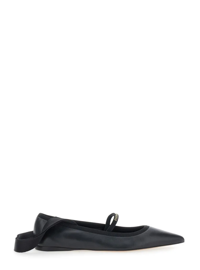 Carice' Black Ballet Shoes With Ribbon Detail