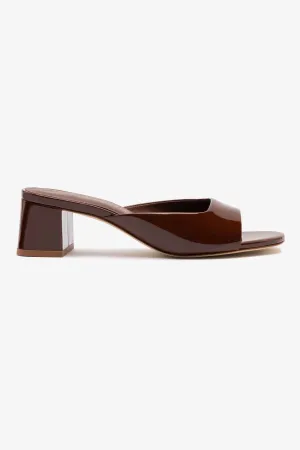 Chloe Gosselin by Larroud Anah Mule In Brown Patent Leather