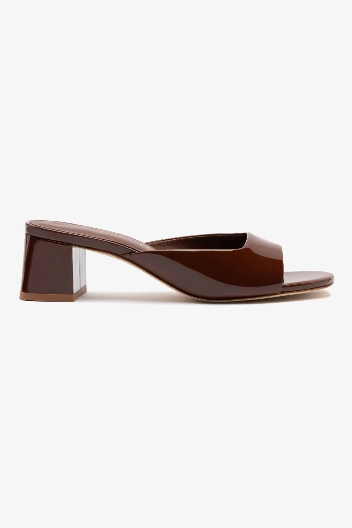 Chloe Gosselin by Larroud Anah Mule In Brown Patent Leather