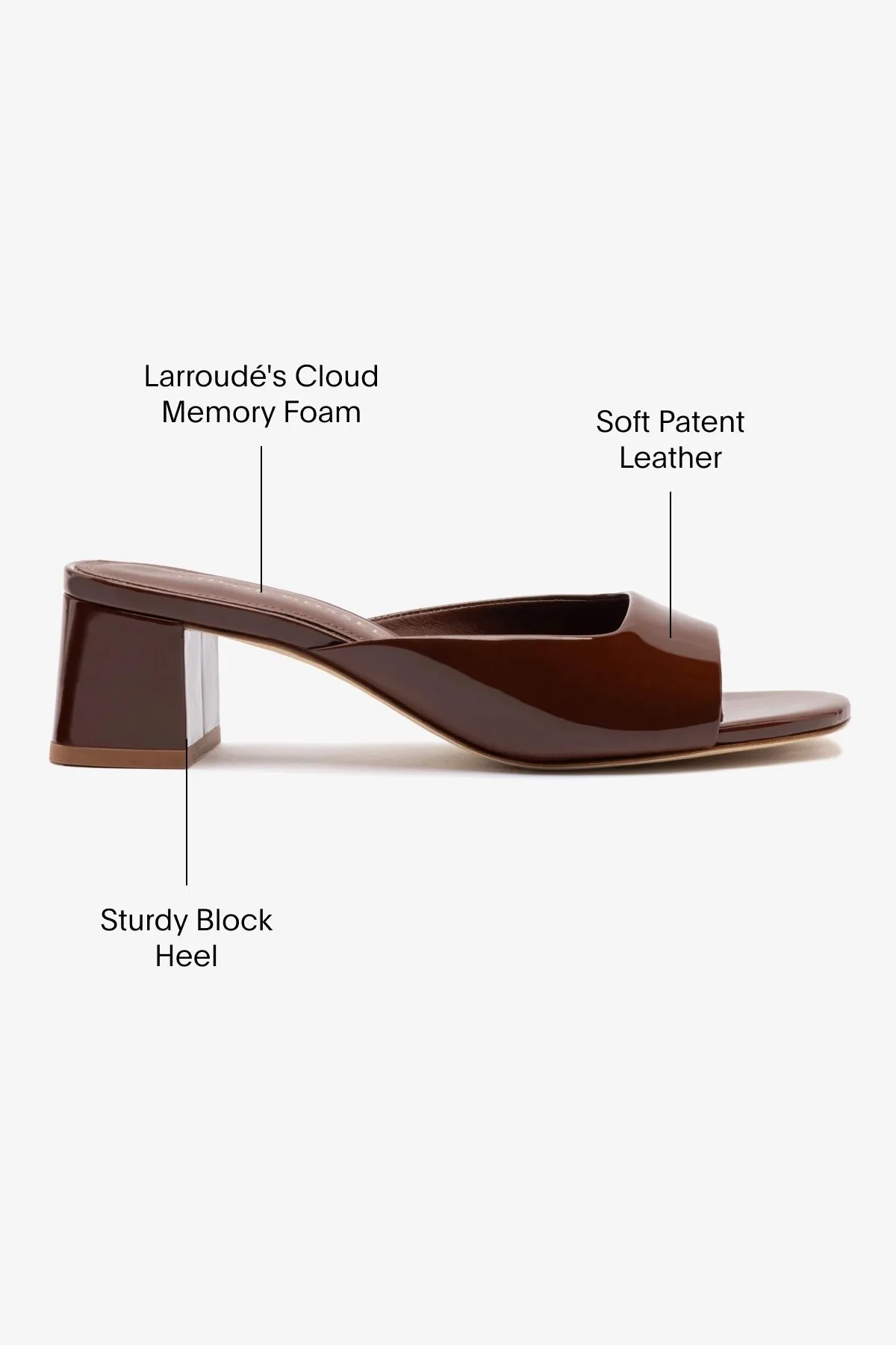 Chloe Gosselin by Larroud Anah Mule In Brown Patent Leather