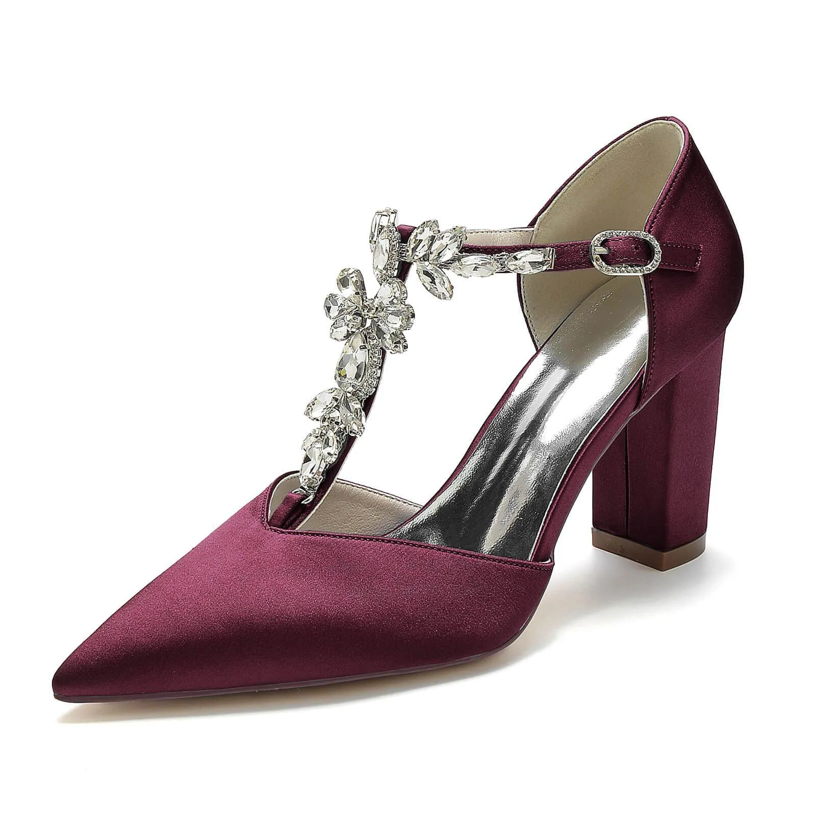 Chunky Heel 8.5cm Silk-Like Shoes CK0188