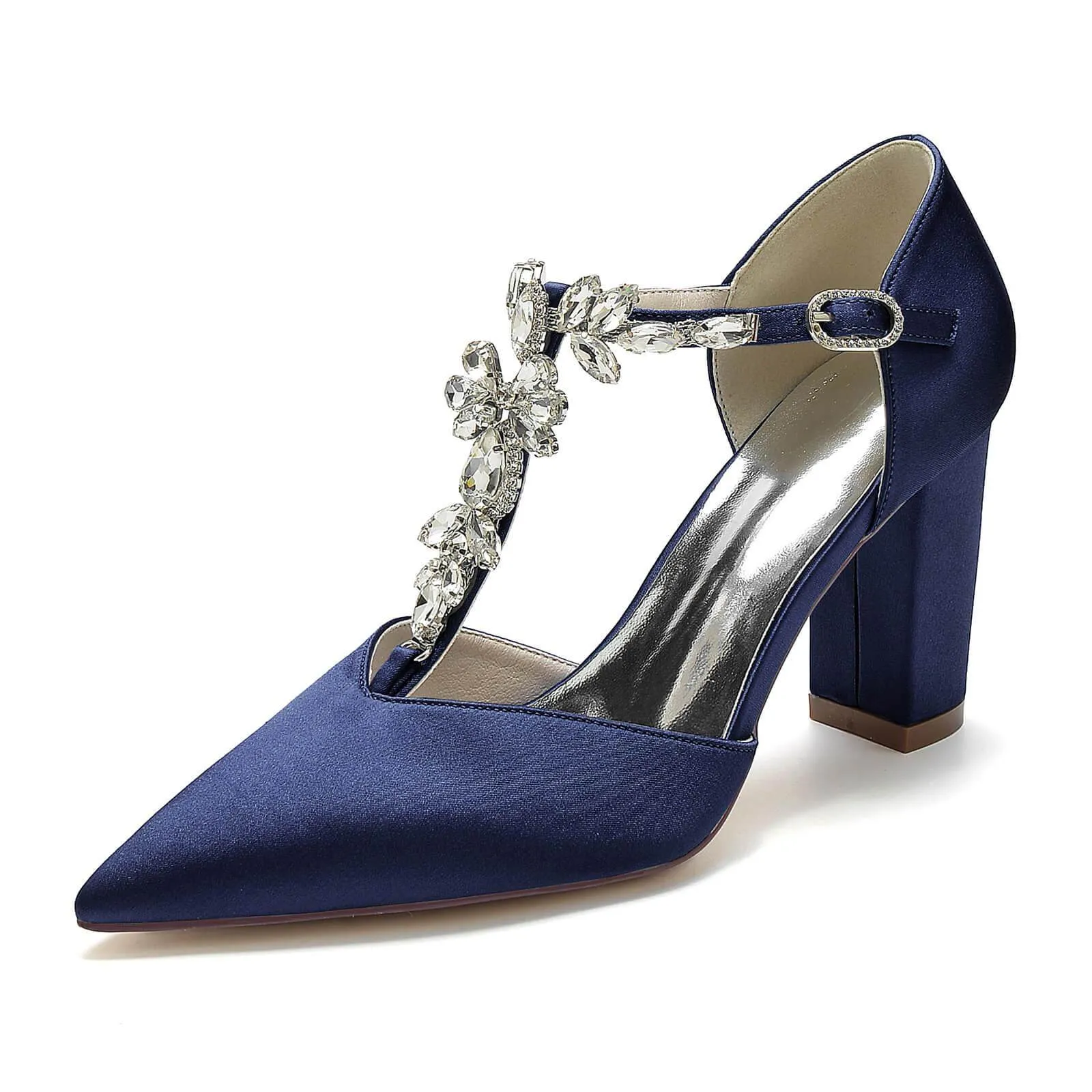 Chunky Heel 8.5cm Silk-Like Shoes CK0188