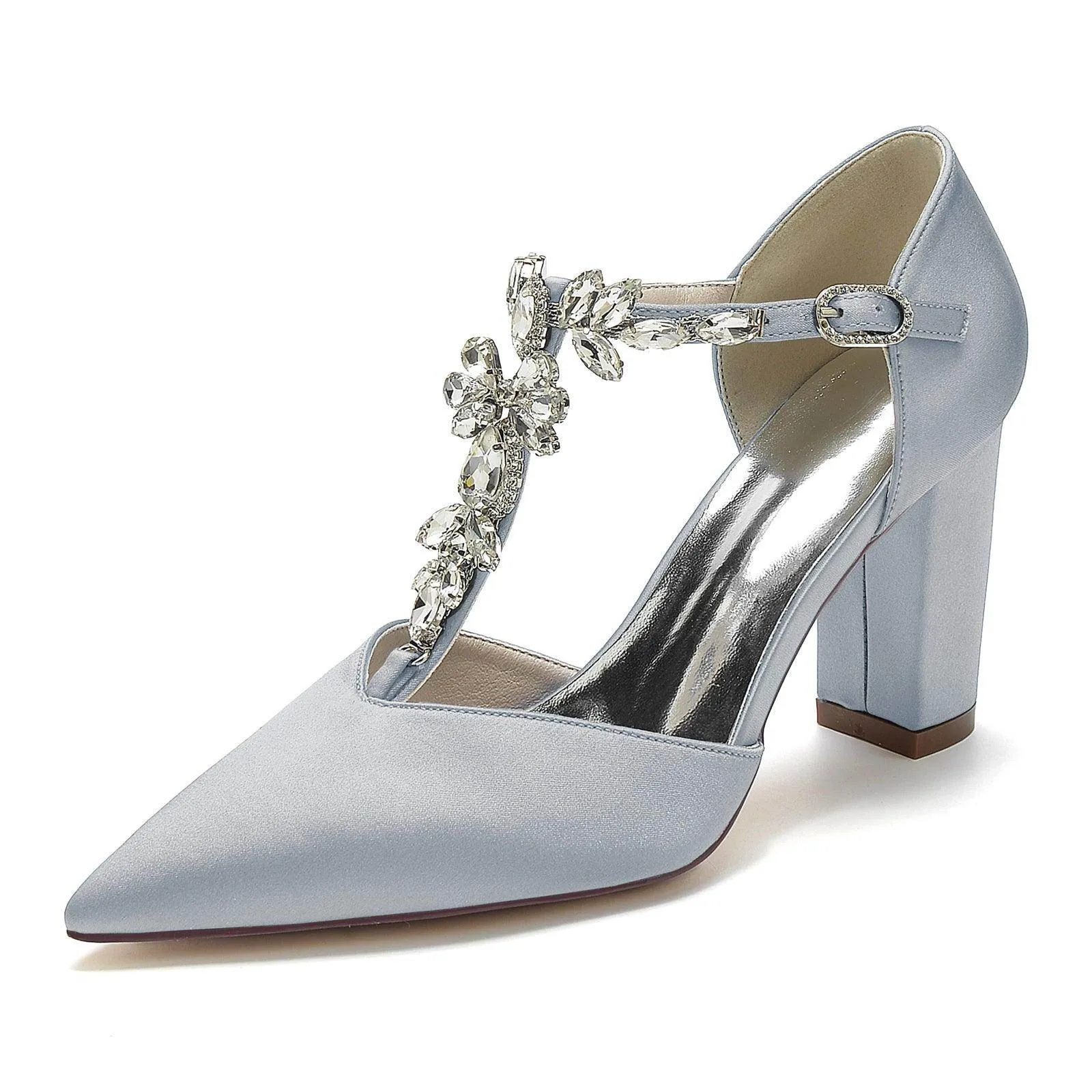 Chunky Heel 8.5cm Silk-Like Shoes CK0188