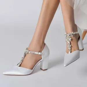 Chunky Heel 8.5cm Silk-Like Shoes CK0188