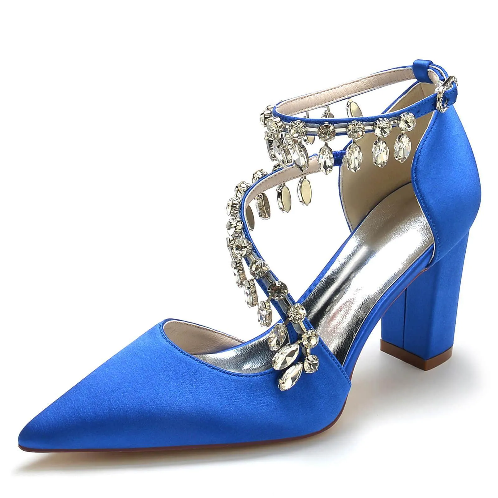Chunky Heel 8.5cm Silk-Like Shoes CK0195