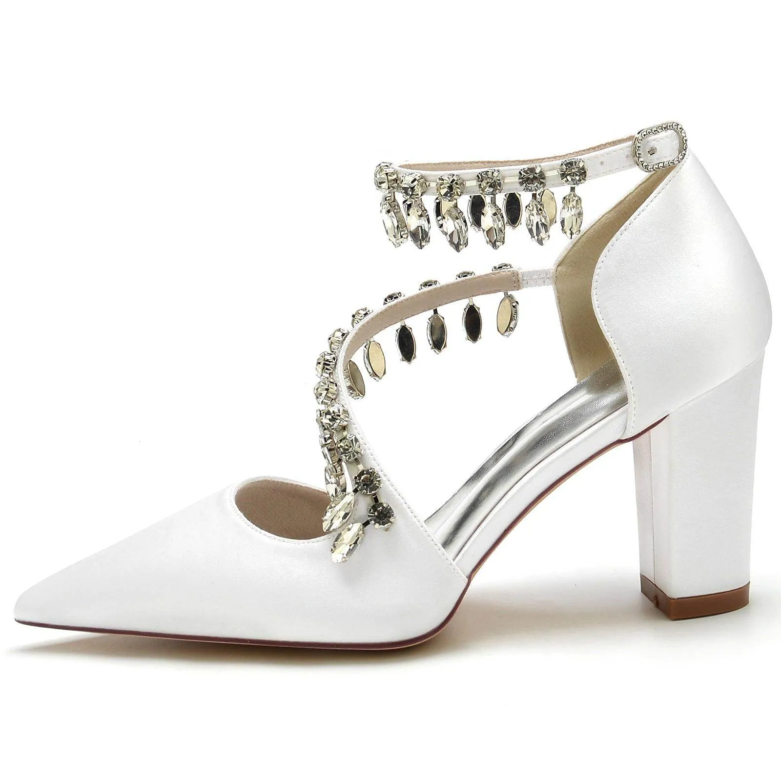 Chunky Heel 8.5cm Silk-Like Shoes CK0195