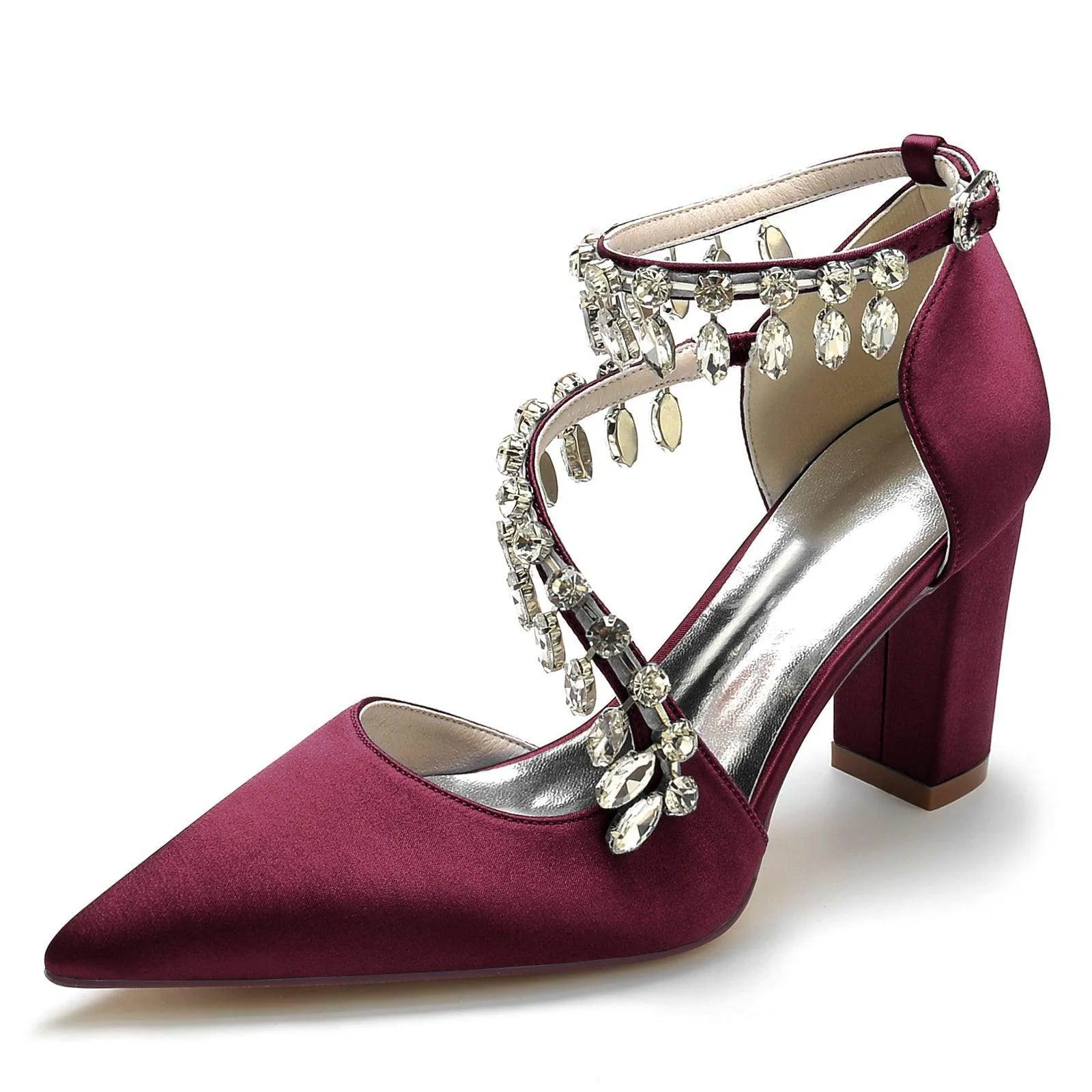 Chunky Heel 8.5cm Silk-Like Shoes CK0195