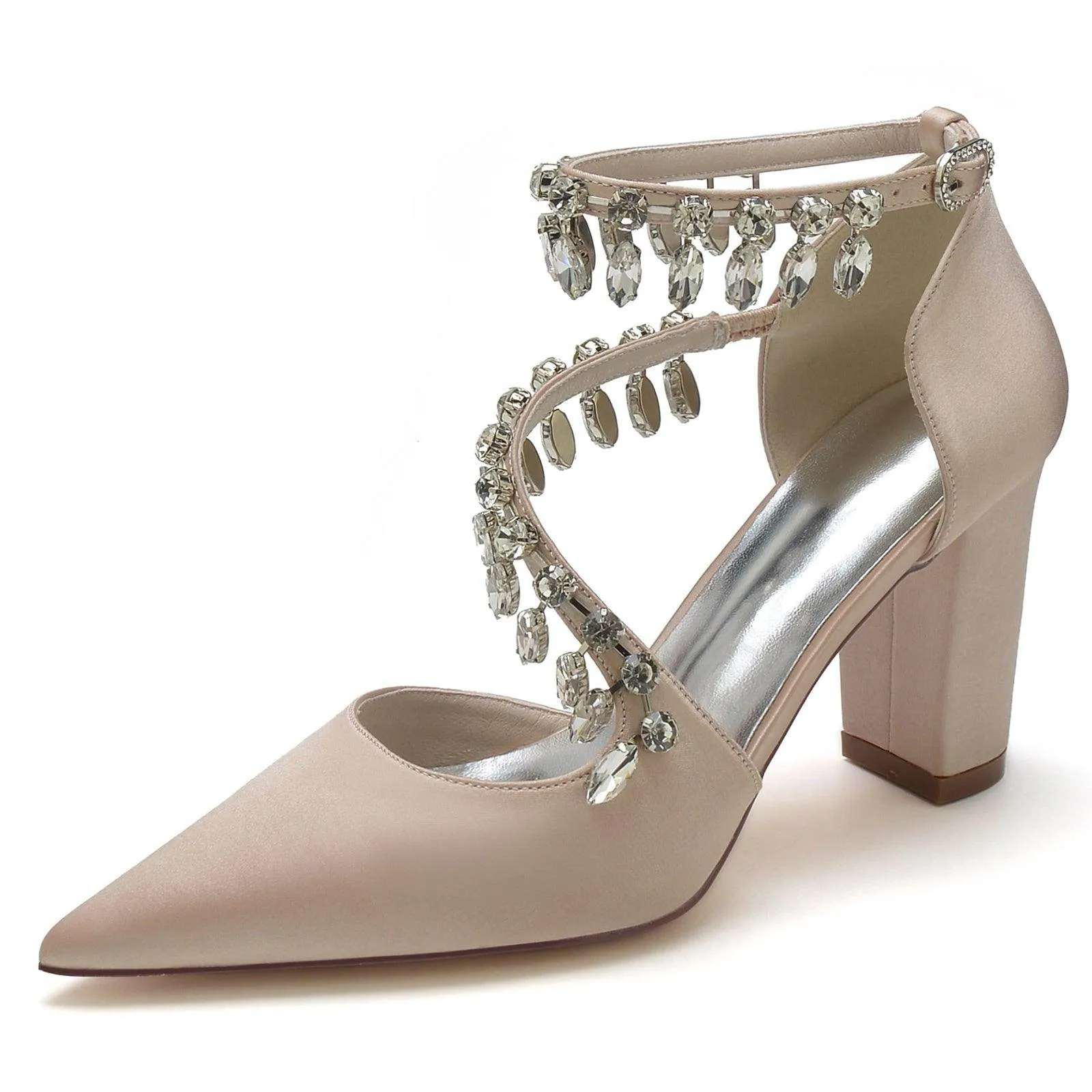 Chunky Heel 8.5cm Silk-Like Shoes CK0195