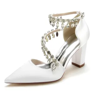 Chunky Heel 8.5cm Silk-Like Shoes CK0195