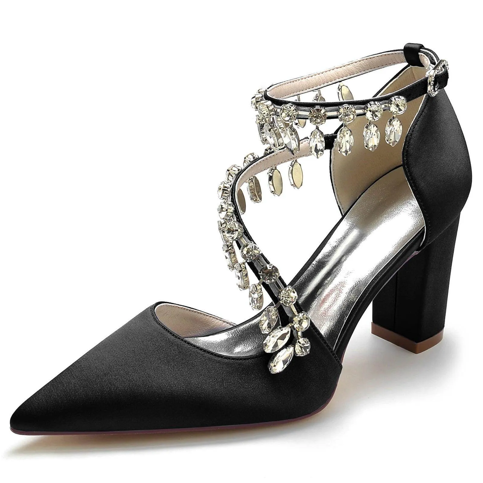Chunky Heel 8.5cm Silk-Like Shoes CK0195