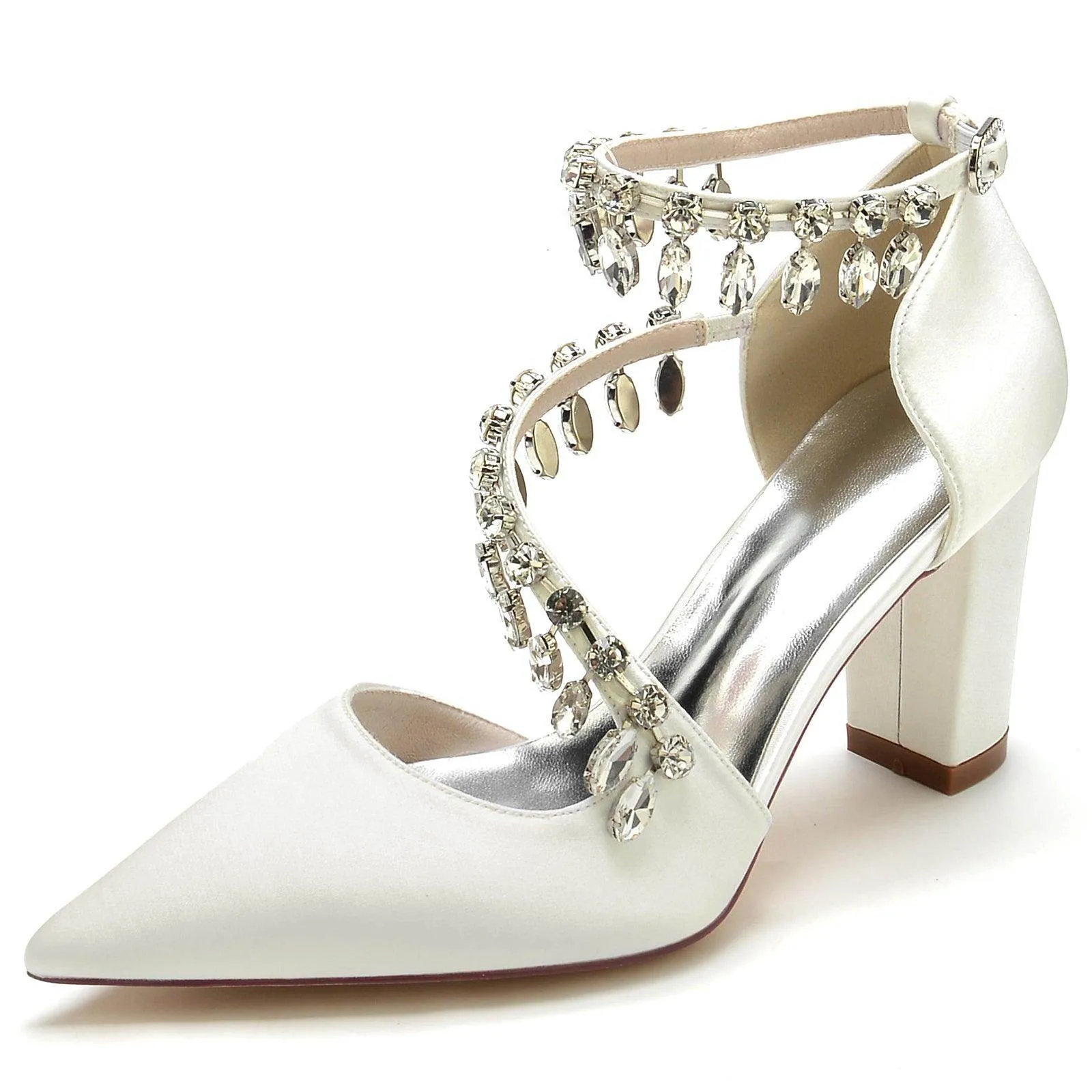 Chunky Heel 8.5cm Silk-Like Shoes CK0195