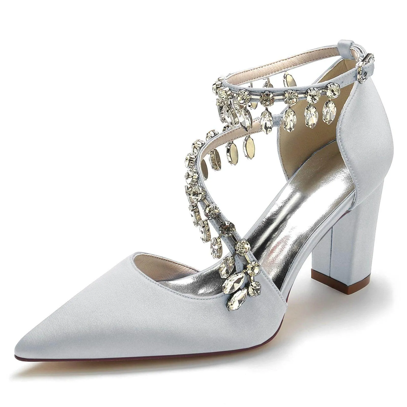 Chunky Heel 8.5cm Silk-Like Shoes CK0195