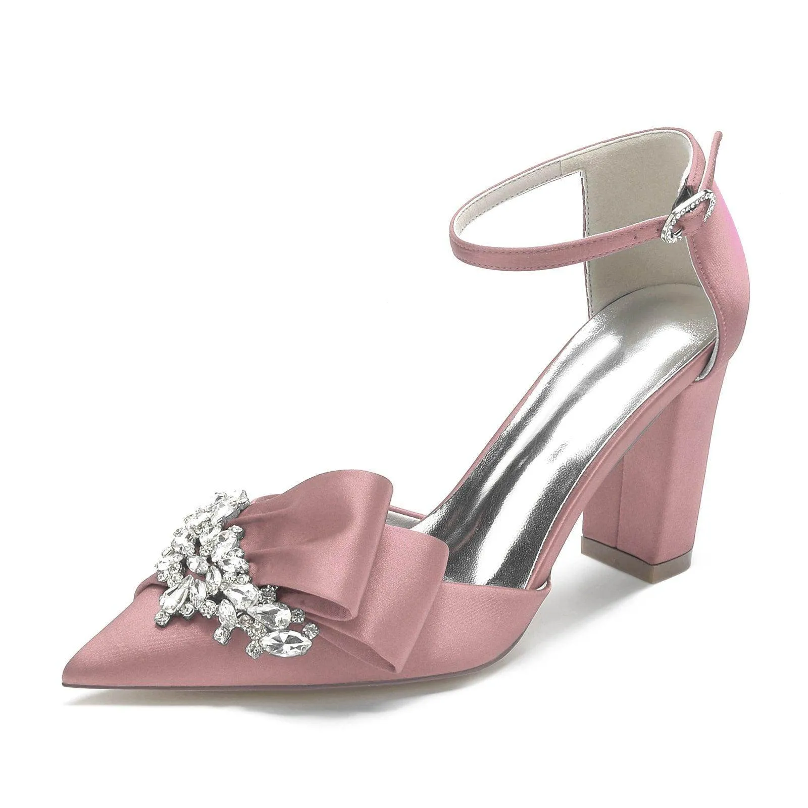 Chunky Heel 8.5cm Silk-Like Shoes CK0196