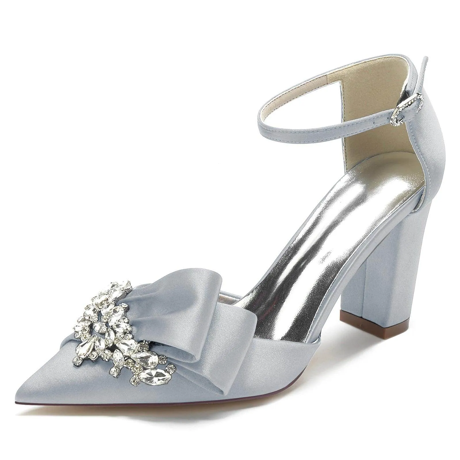 Chunky Heel 8.5cm Silk-Like Shoes CK0196