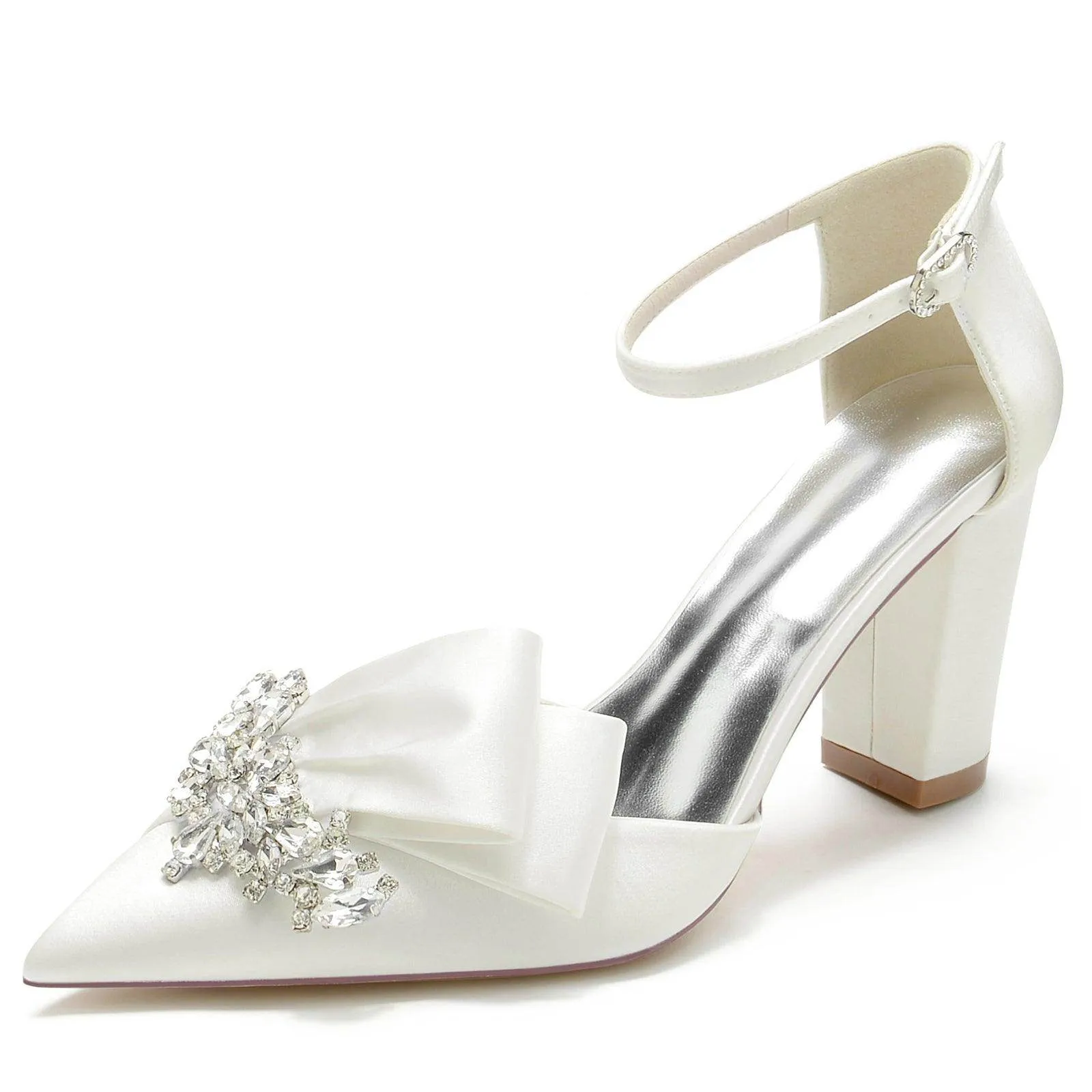 Chunky Heel 8.5cm Silk-Like Shoes CK0196