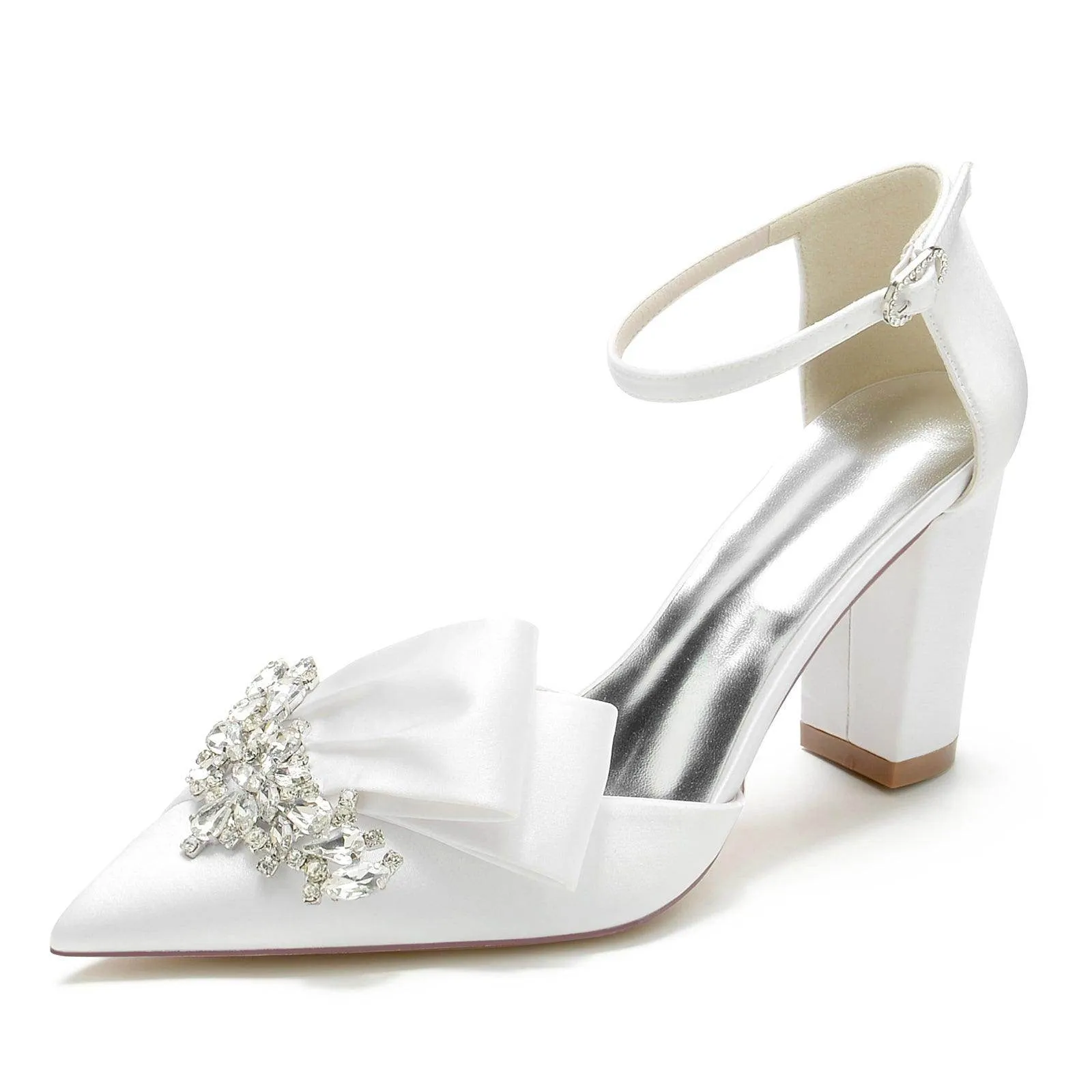 Chunky Heel 8.5cm Silk-Like Shoes CK0196