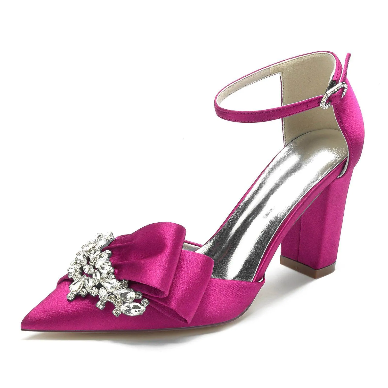 Chunky Heel 8.5cm Silk-Like Shoes CK0196