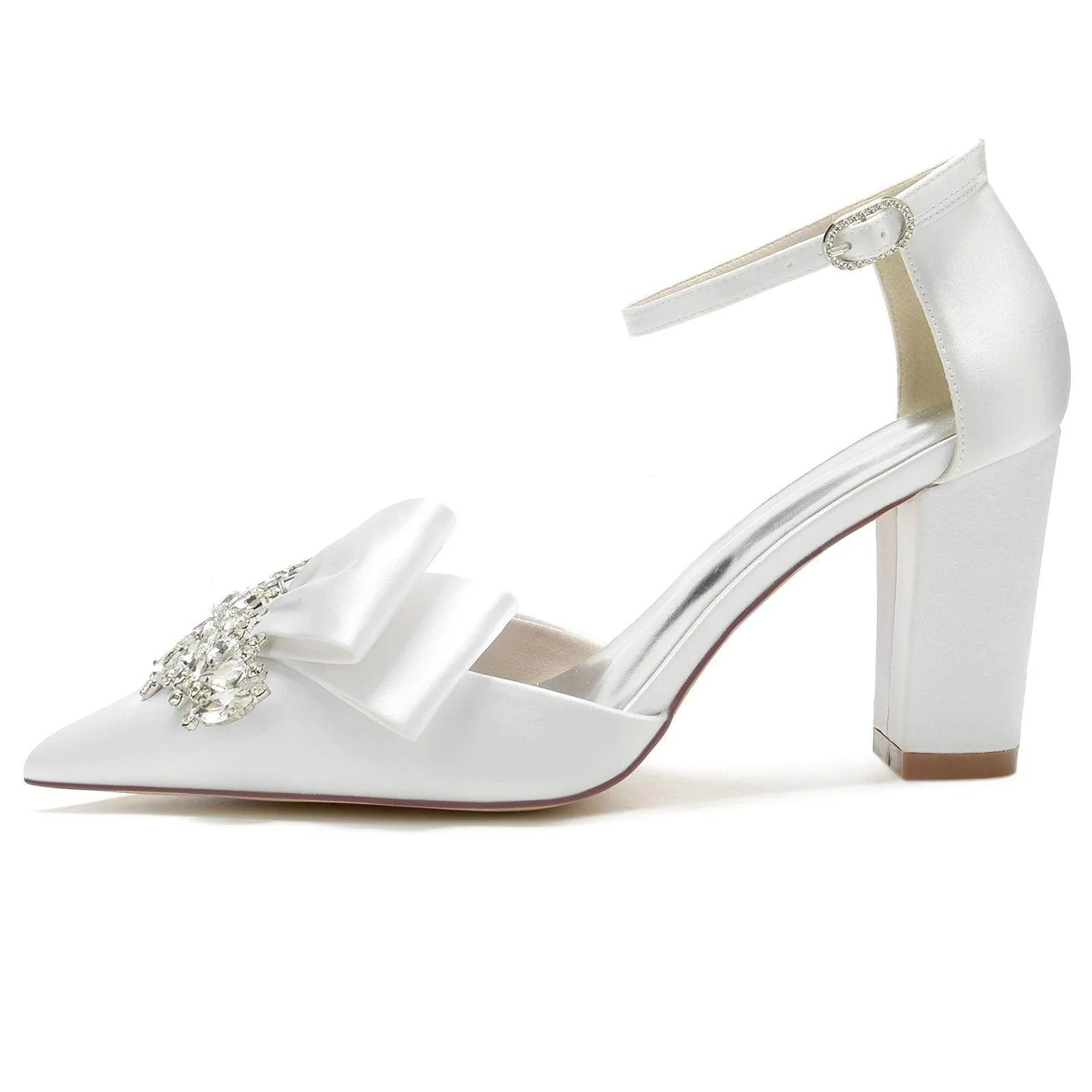 Chunky Heel 8.5cm Silk-Like Shoes CK0196