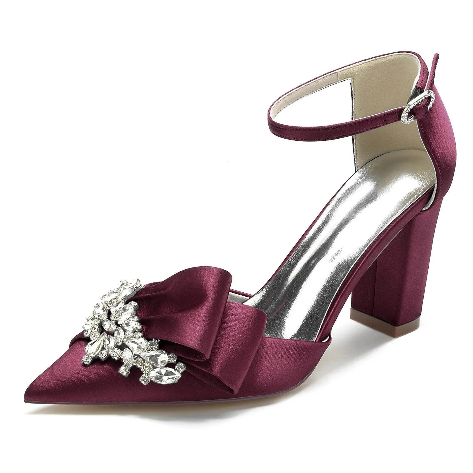 Chunky Heel 8.5cm Silk-Like Shoes CK0196