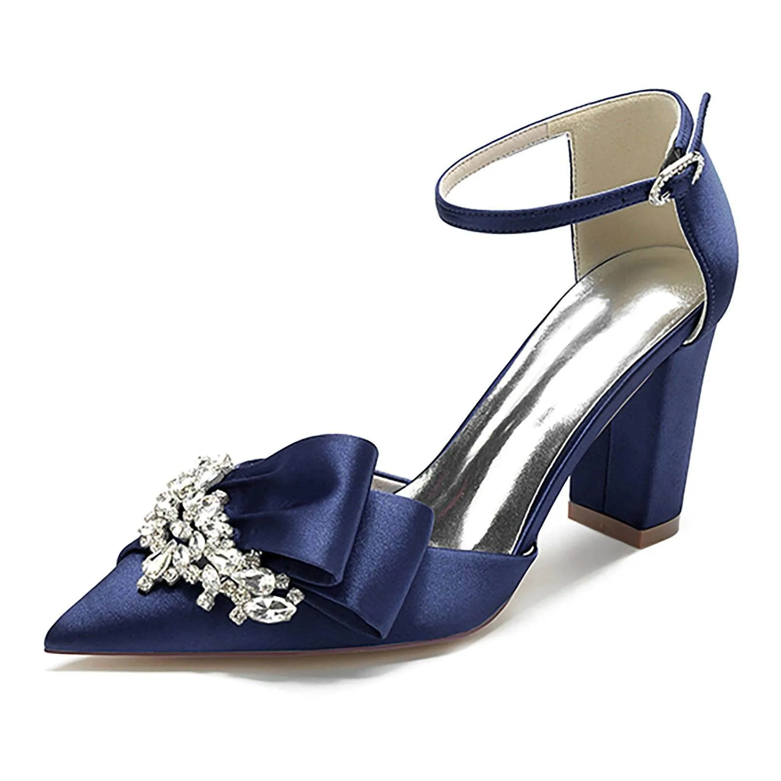 Chunky Heel 8.5cm Silk-Like Shoes CK0196