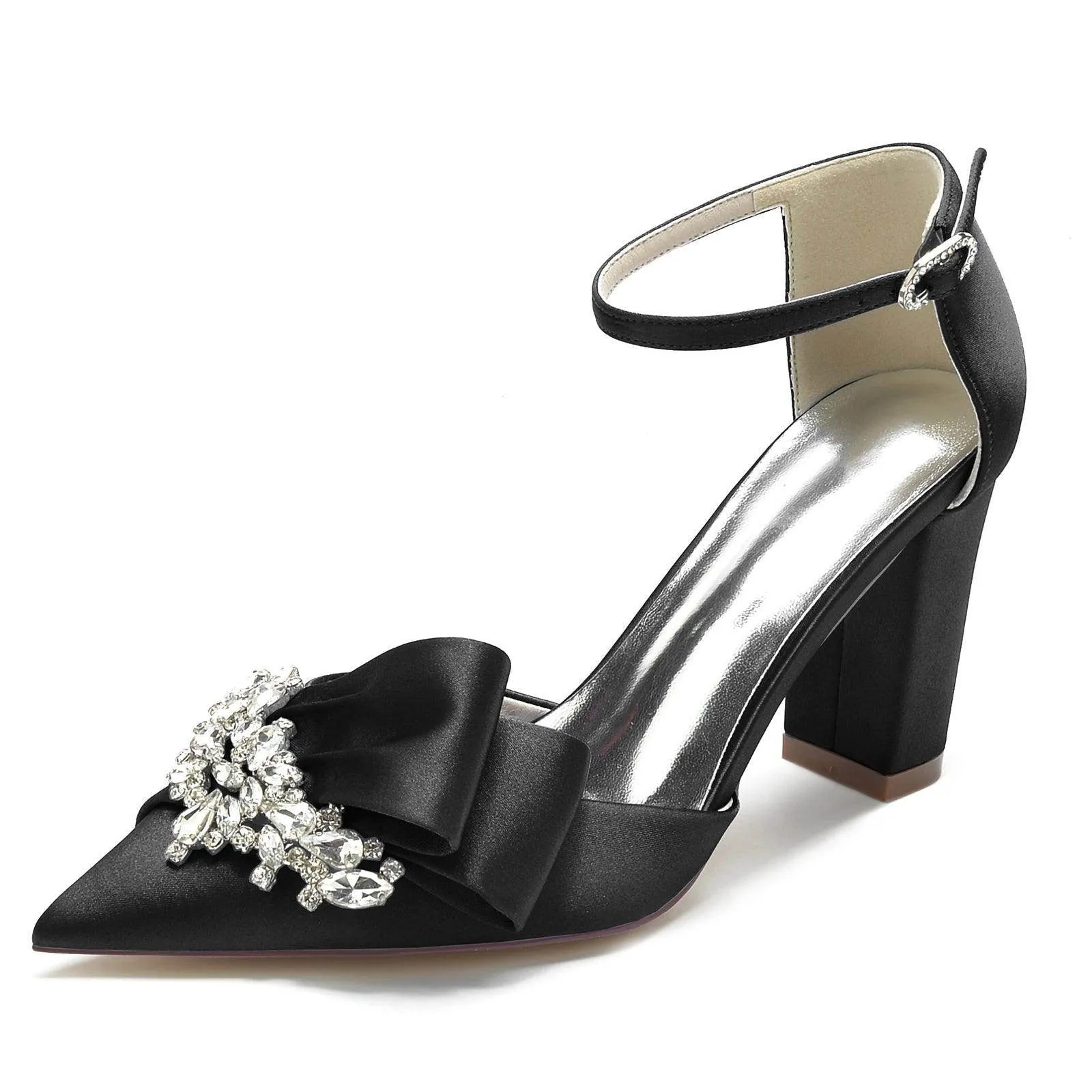 Chunky Heel 8.5cm Silk-Like Shoes CK0196