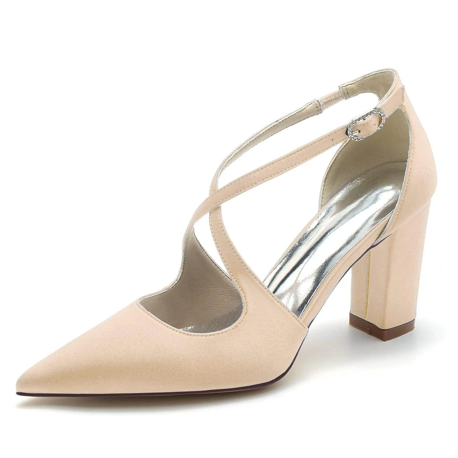 Chunky Heel 8.5cm Silk-Like Shoes CK0198