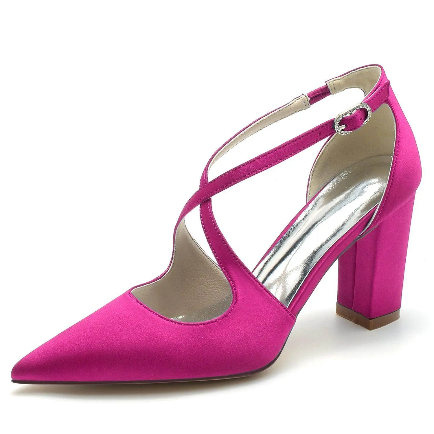 Chunky Heel 8.5cm Silk-Like Shoes CK0198