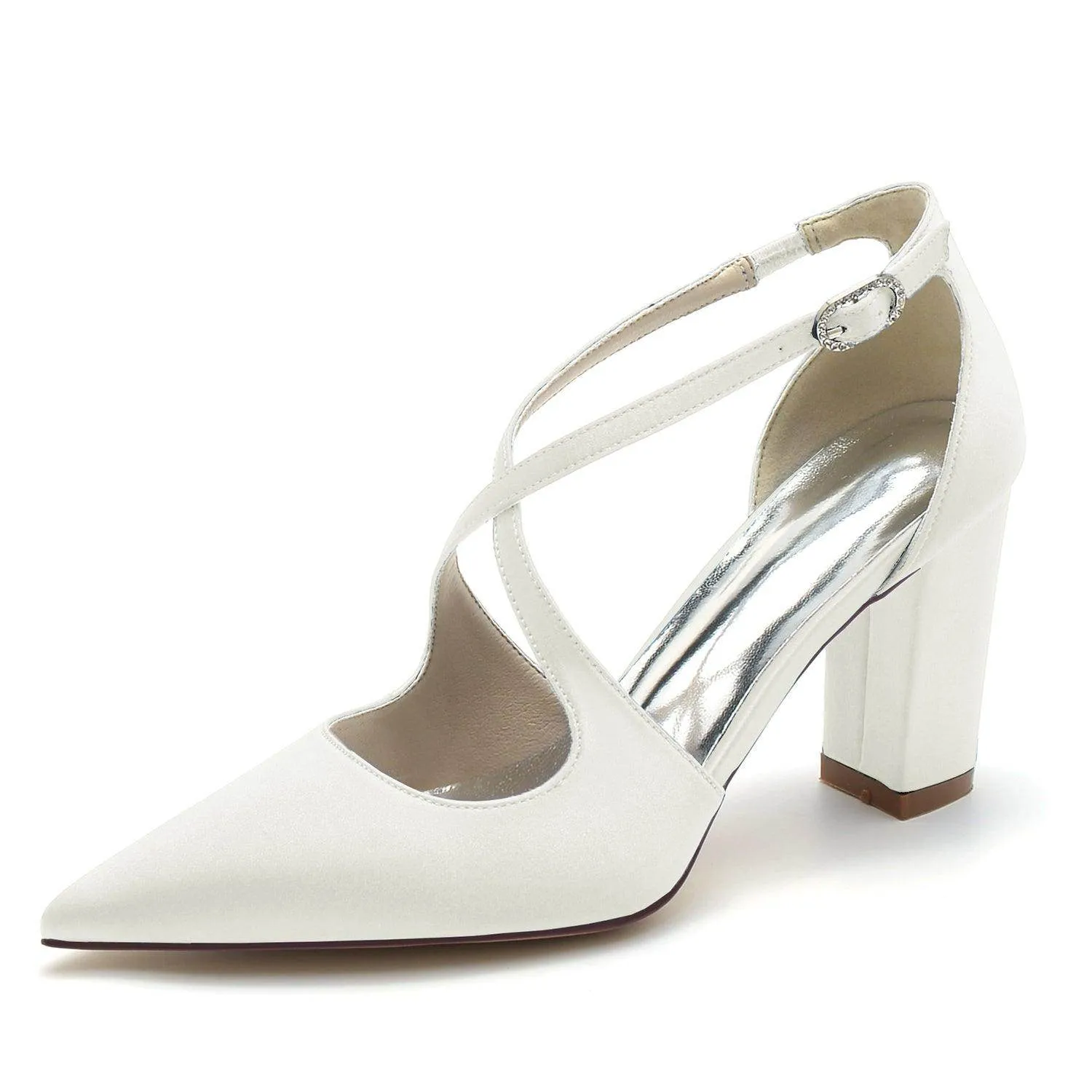 Chunky Heel 8.5cm Silk-Like Shoes CK0198
