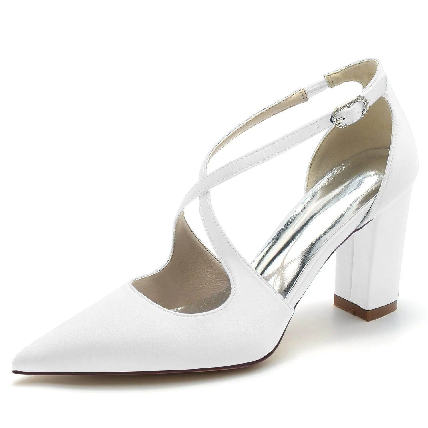 Chunky Heel 8.5cm Silk-Like Shoes CK0198