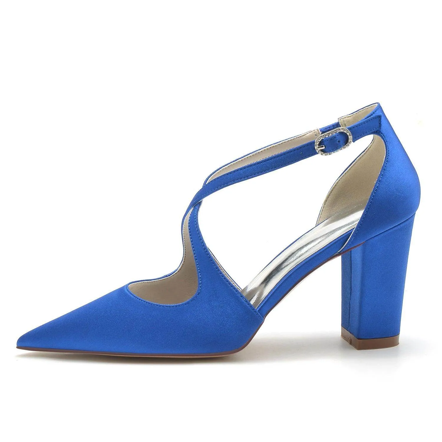 Chunky Heel 8.5cm Silk-Like Shoes CK0198