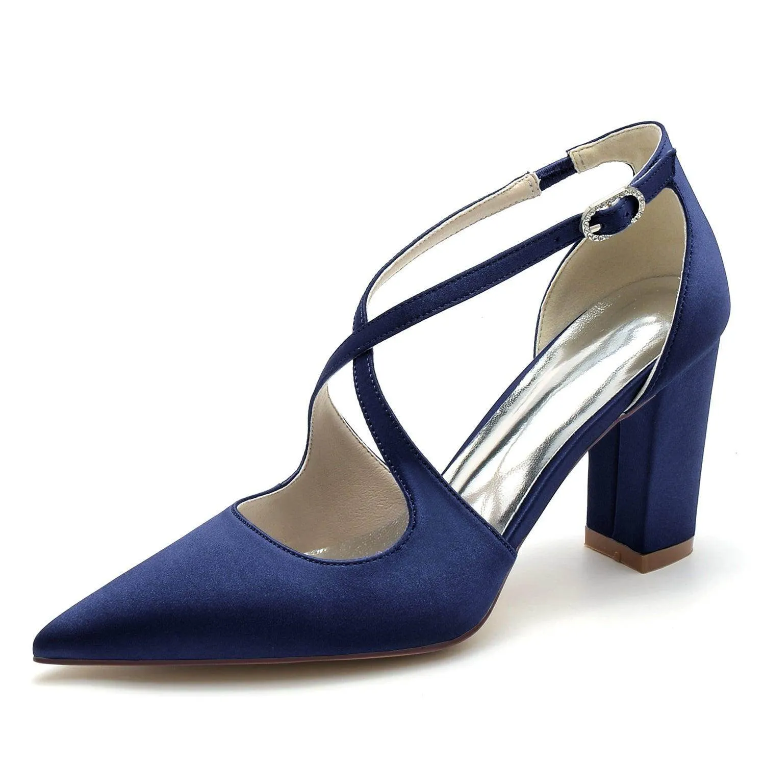 Chunky Heel 8.5cm Silk-Like Shoes CK0198