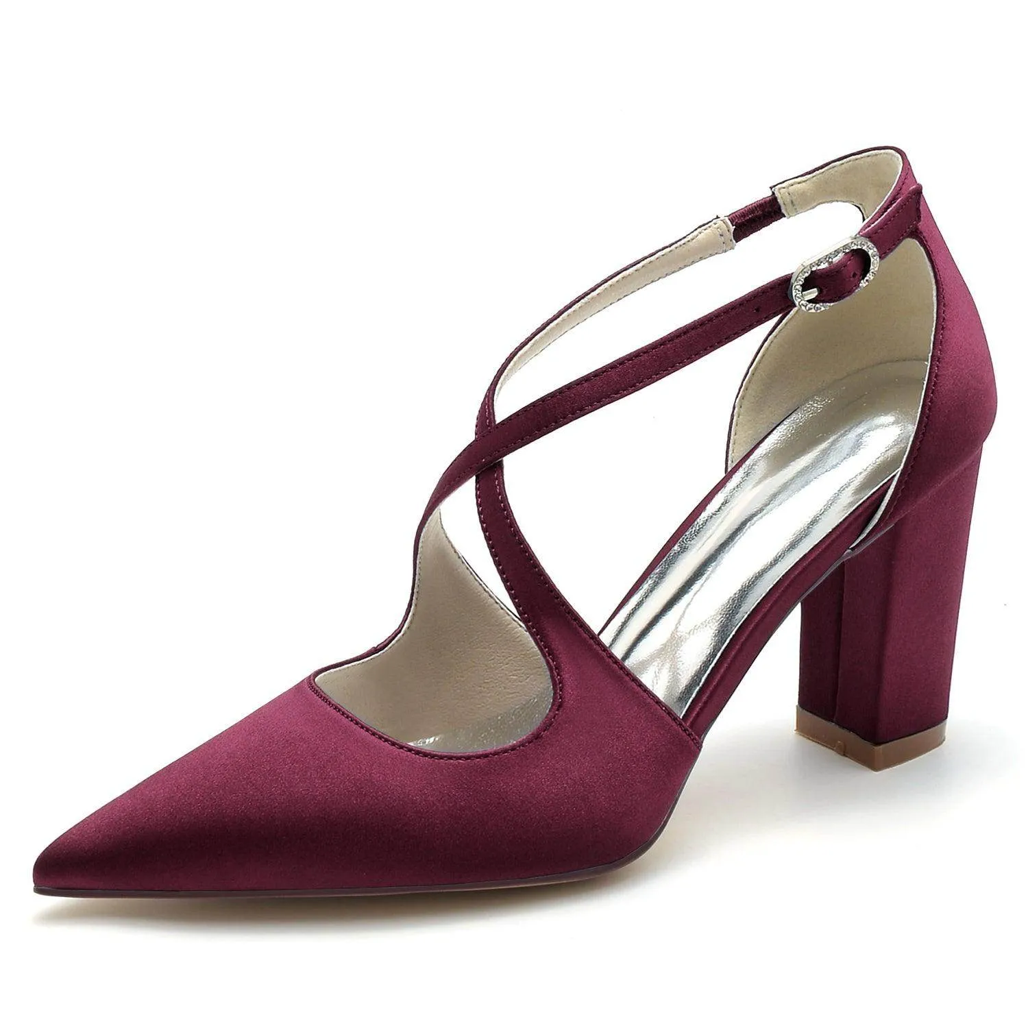 Chunky Heel 8.5cm Silk-Like Shoes CK0198