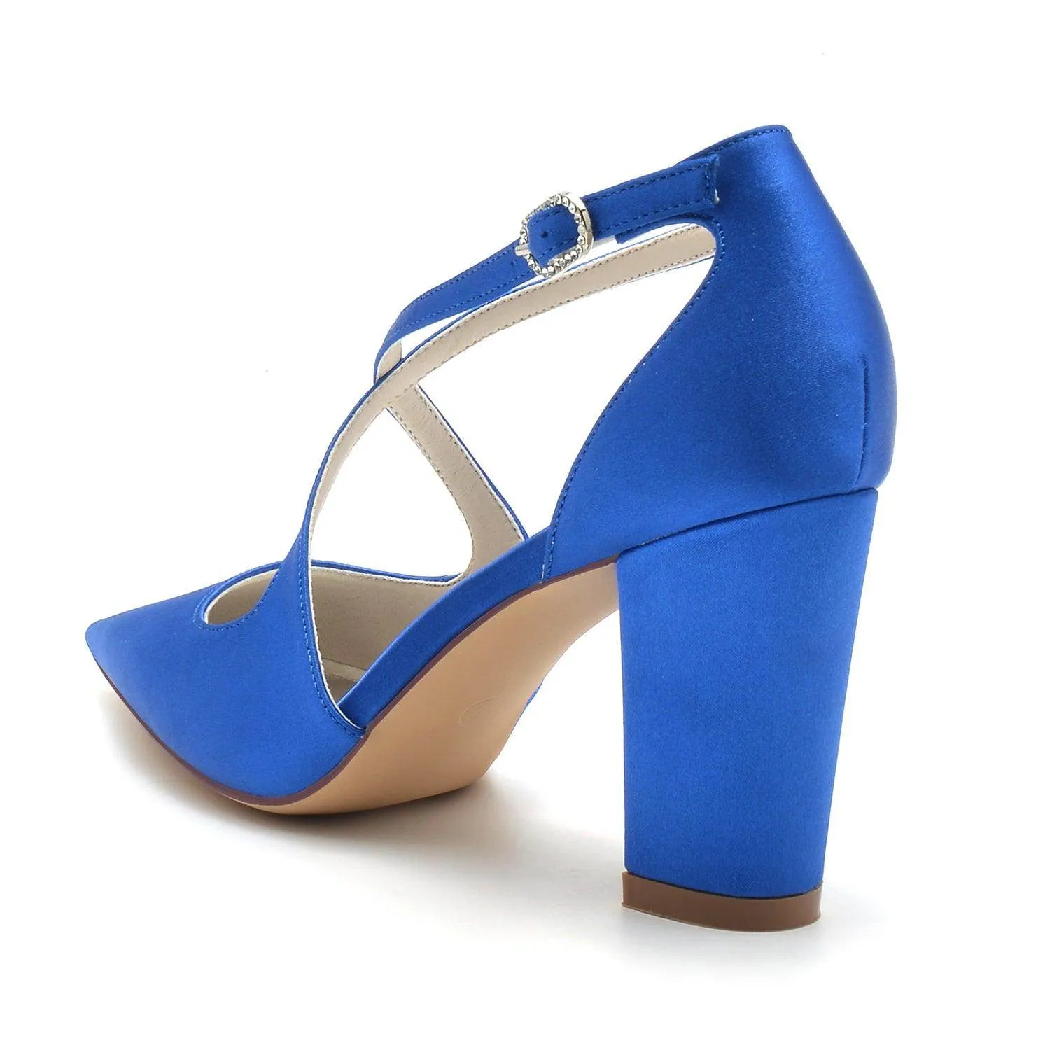 Chunky Heel 8.5cm Silk-Like Shoes CK0198