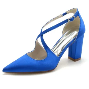 Chunky Heel 8.5cm Silk-Like Shoes CK0198