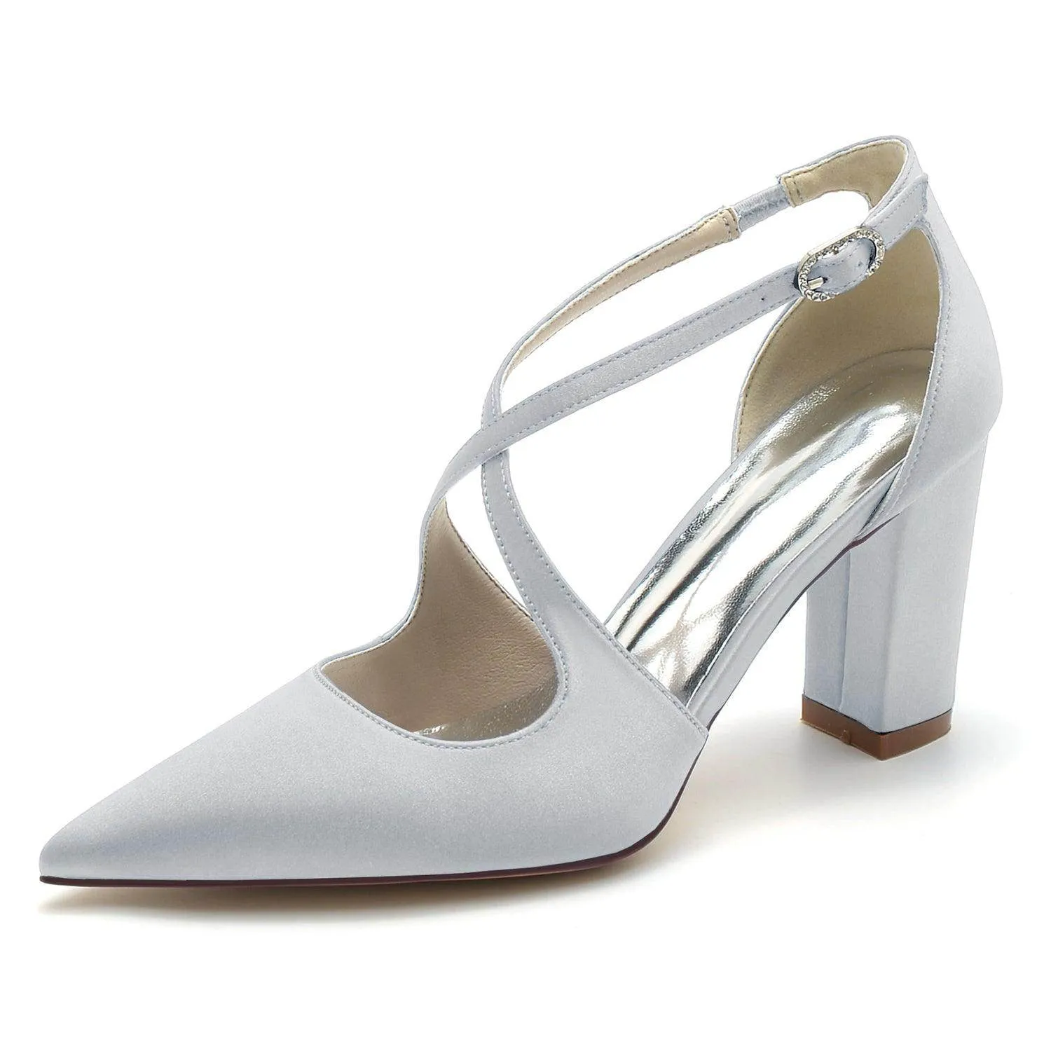 Chunky Heel 8.5cm Silk-Like Shoes CK0198
