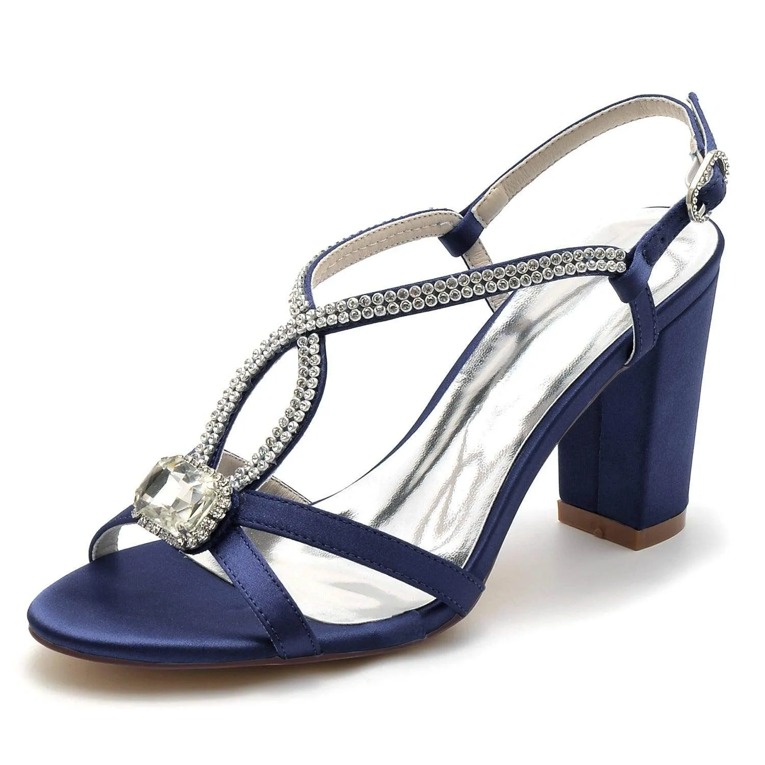 Chunky Heel 8.5cm Silk-Like Shoes CK0299