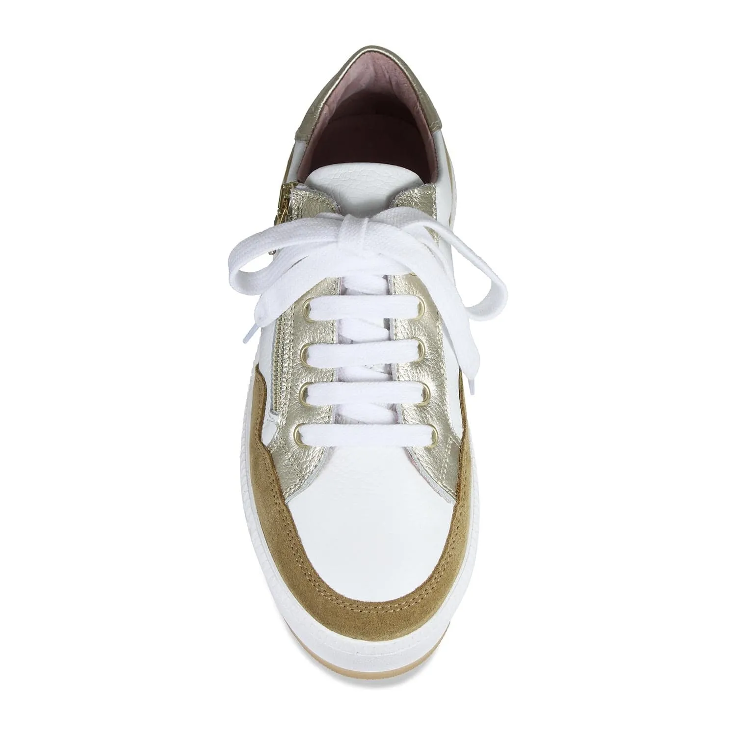 Dandy: White Leather & Tan Suede