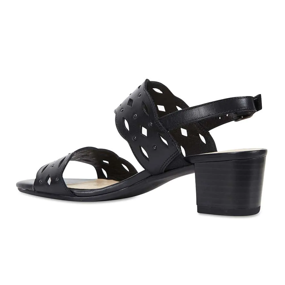 Debut Heel in Black Leather