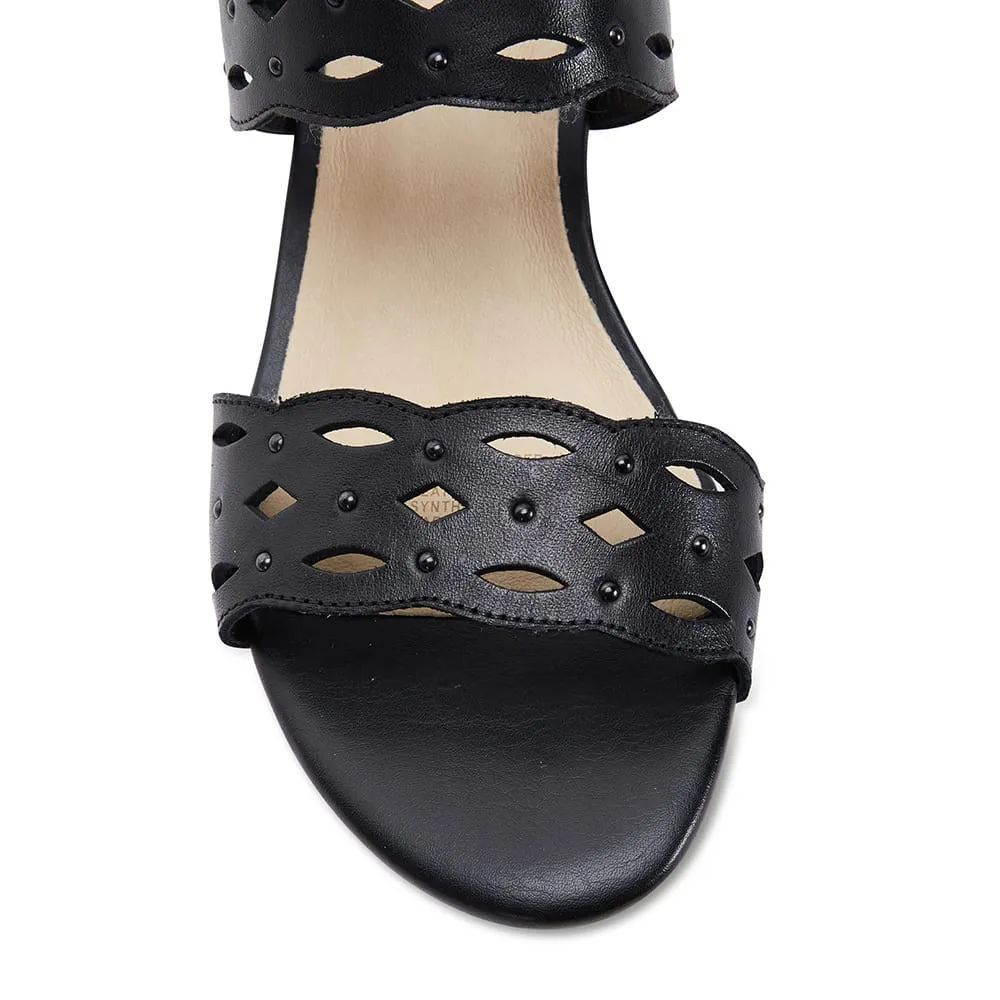 Debut Heel in Black Leather