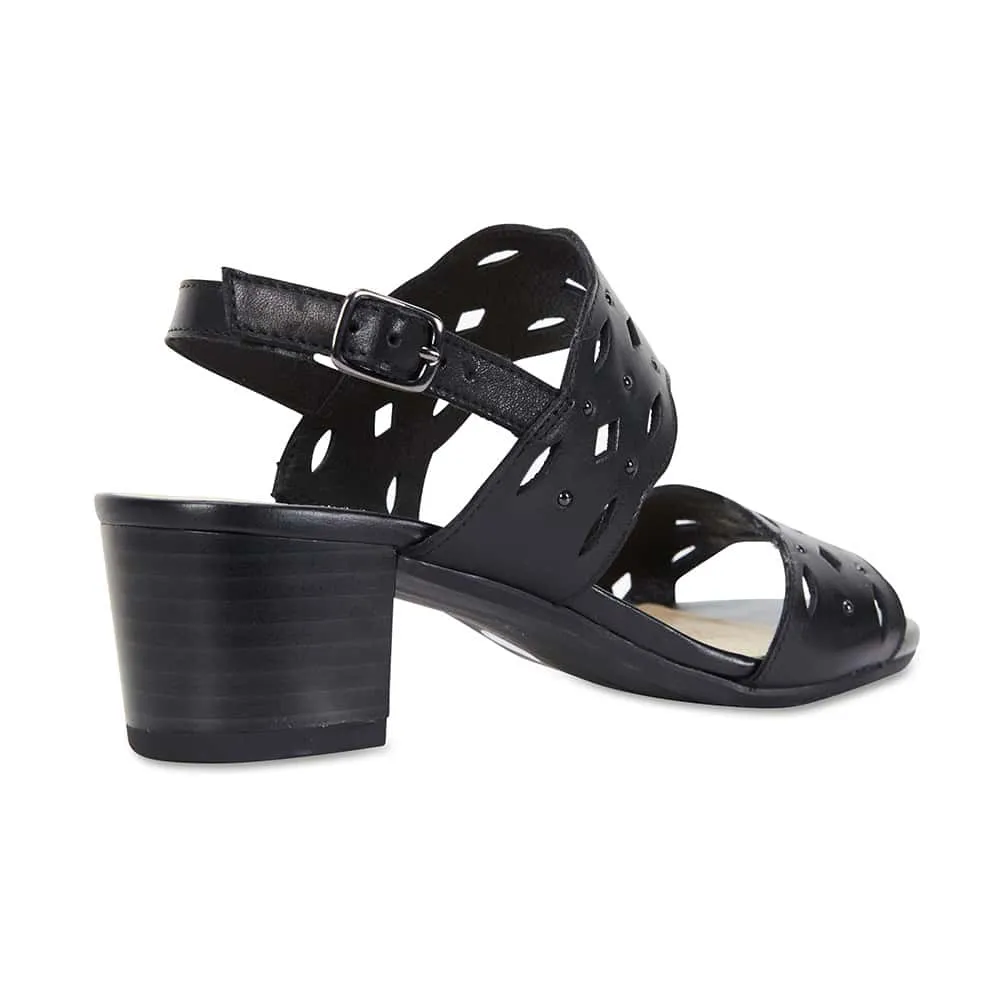 Debut Heel in Black Leather